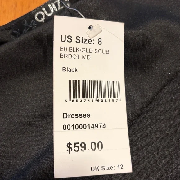 Black Mini Dress with Gold Embroidered Appliqué - Women - Picture 5 of 6